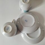 6 vintage cups and 6 saucers with blue cloud decoration by Chriss G.