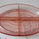Pink glass dish with art deco compartment 30s-40s