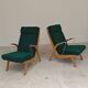 Paire de fauteuils ULUV bois et tissu vert bouclette