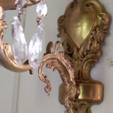 Old brass wall light with glass stamps