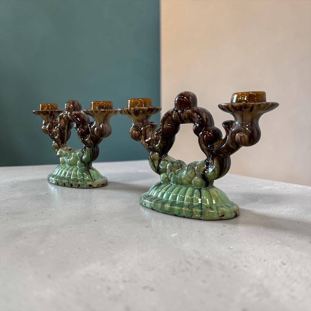 Set of 2 vintage ceramic candlesticks / decoration