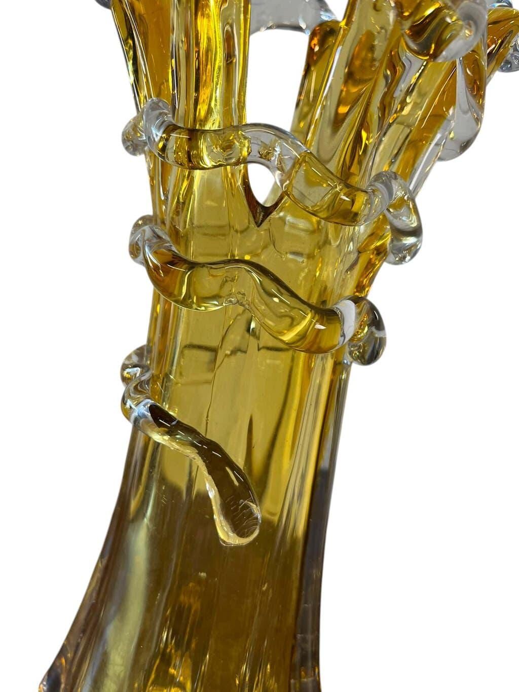 Vintage amber glass vase Hospodka for Chribska