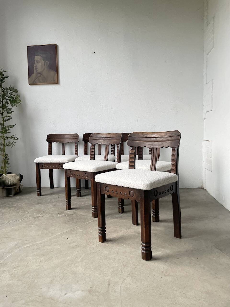 Set of 6 brutalist chairs from the 1940s