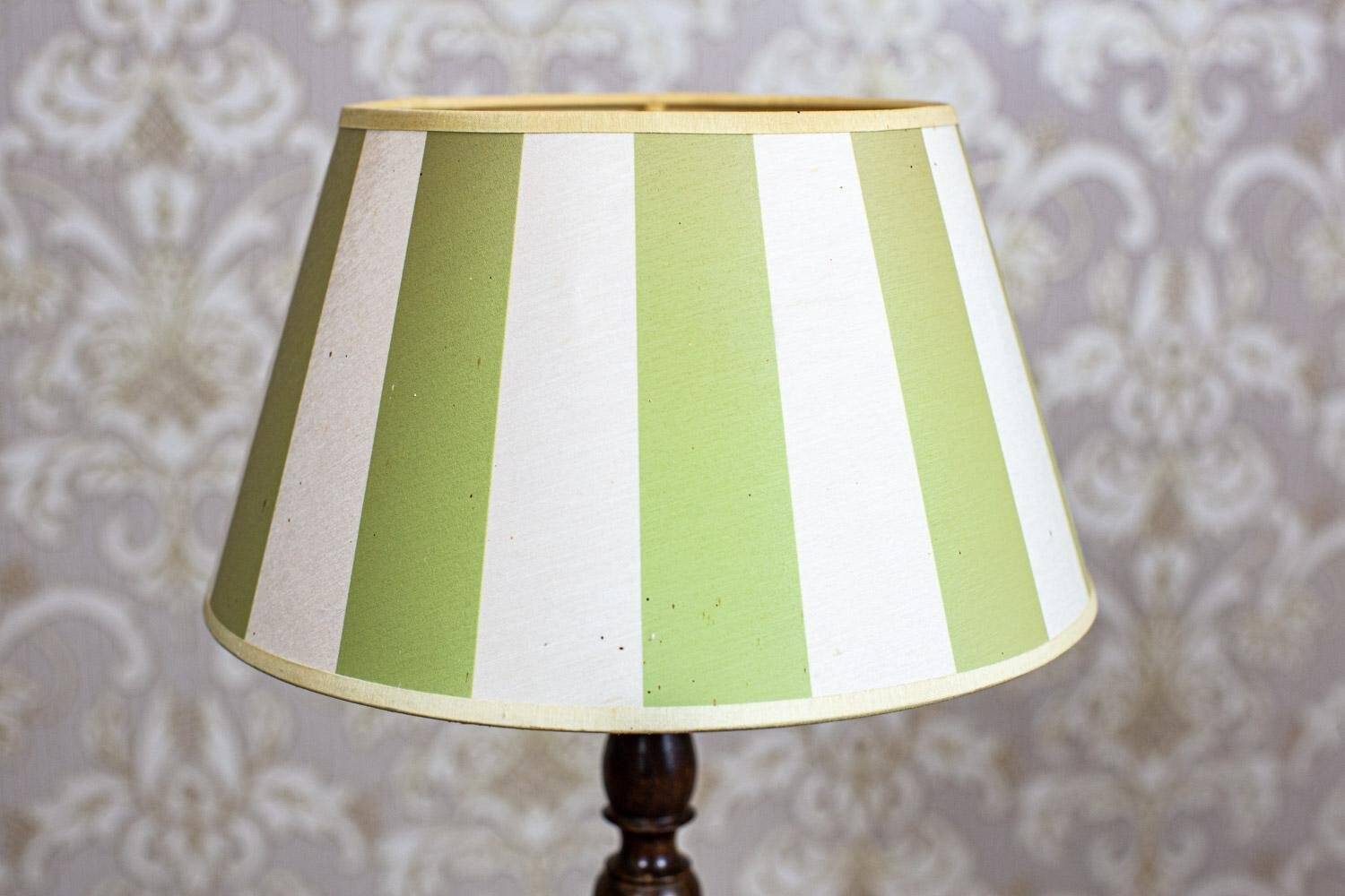 Electric Table Lamp with Green-White Shade, 1950s