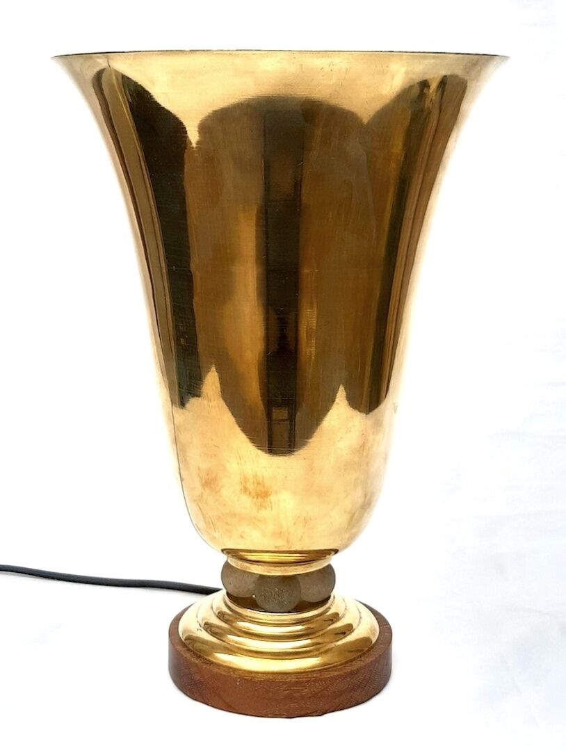 Lampe cornet art déco laiton et verre