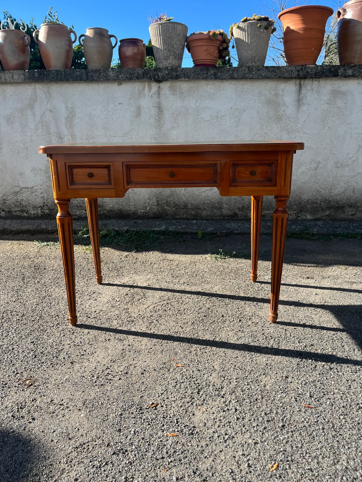 Small Louis XVI style wooden desk – 3 drawers