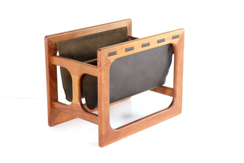 Salin mobler magazine rack - danish design leather + teak