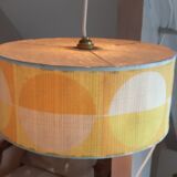 Lampshade for ceiling in embossed cardboard yellow orange 50s