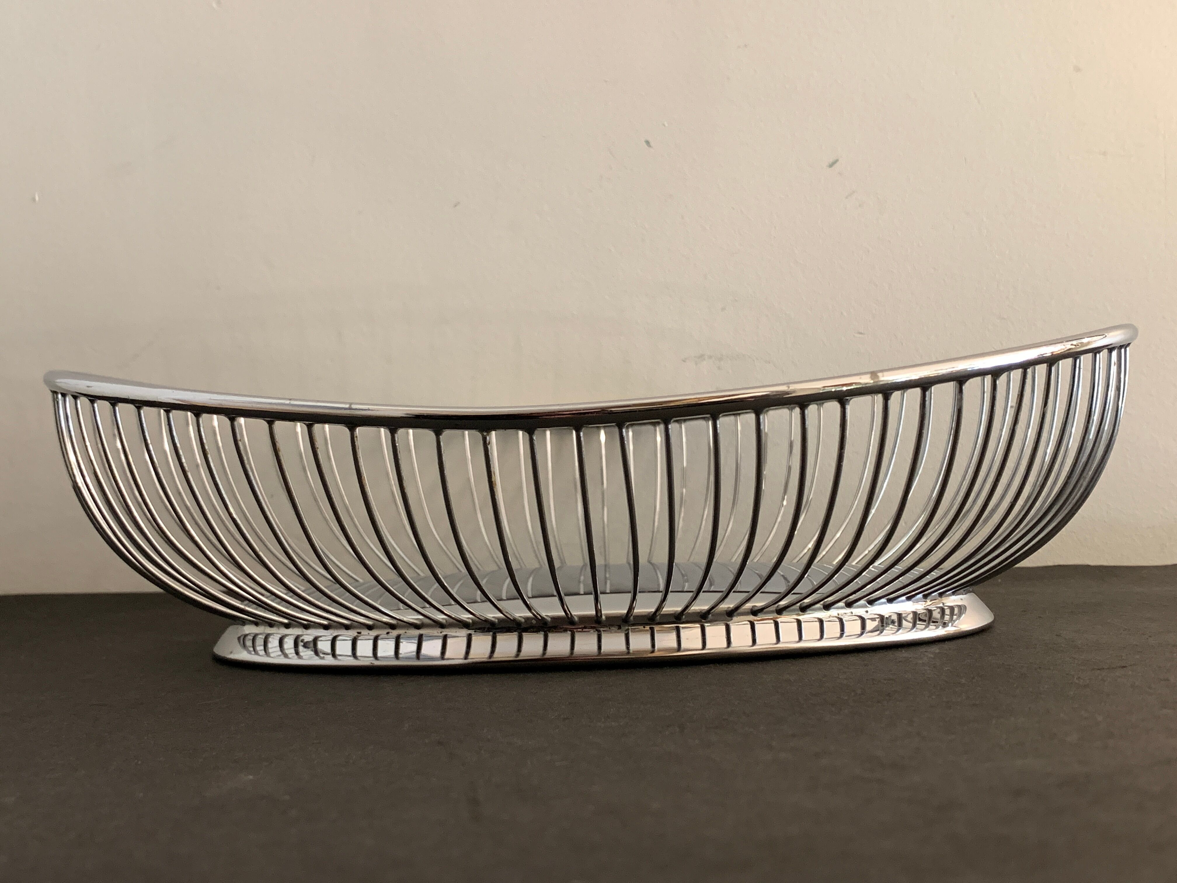 Stainless steel bread basket or fruit basket, Alfra Italy