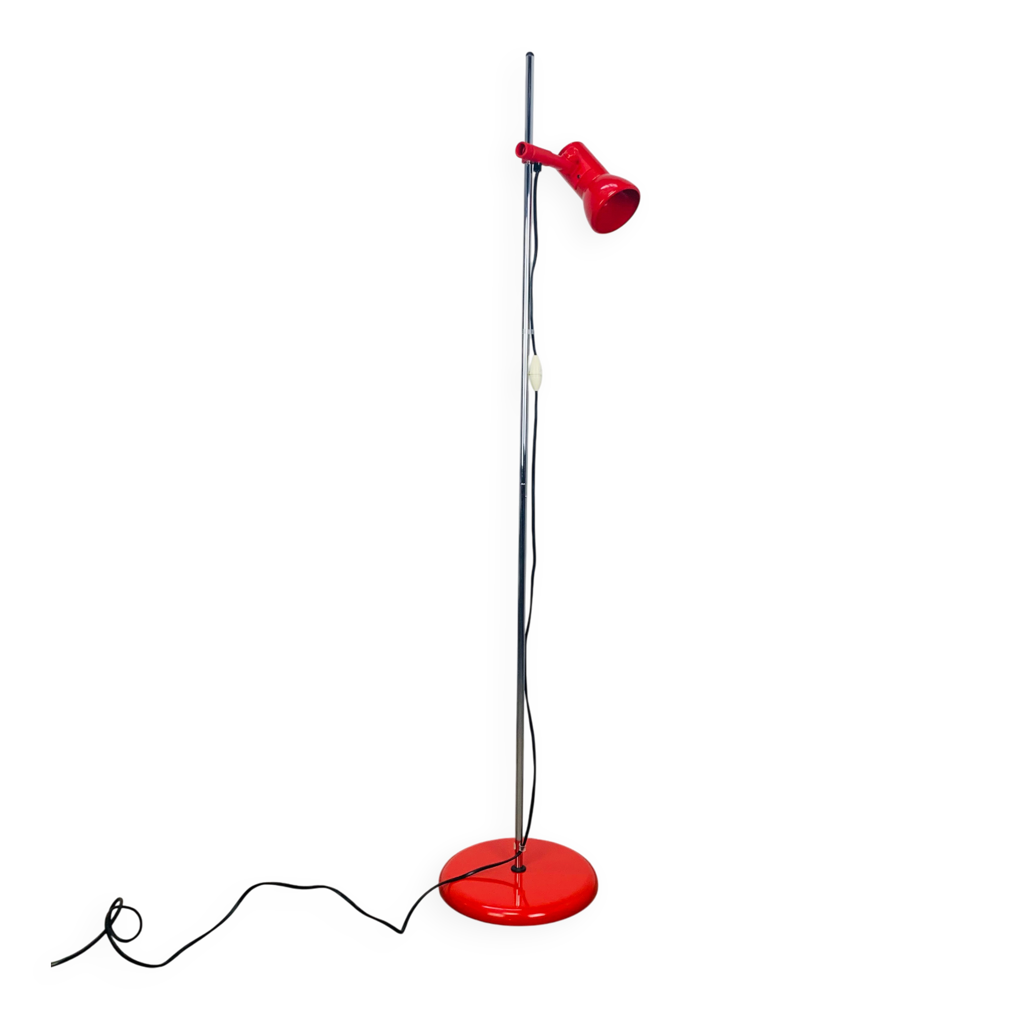 Miwi red metal spot floor lamp, vintage