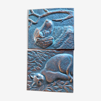 Plaques chat et chien bronze