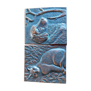 Plaques chat et chien bronze