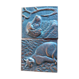 Plaques chat et chien bronze