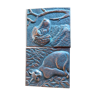 Bronze cat and dog plates