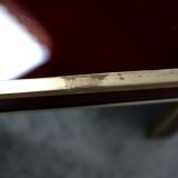 Coffee table Eric Maville glass brass plexiglass wood France, 70s. Small scratches. small