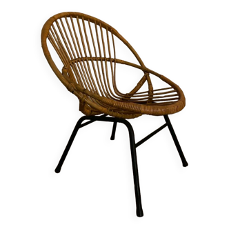 Rattan armchair by Dirk Roye Noordewolde 1960s