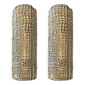 Modern Smoked-Fumè“Crocodile” Murano Glass Wall Sconces-Set of Two