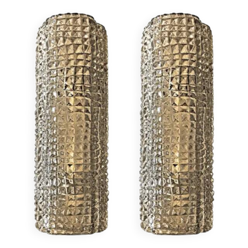 Modern Smoked-Fumè“Crocodile” Murano Glass Wall Sconces-Set of Two