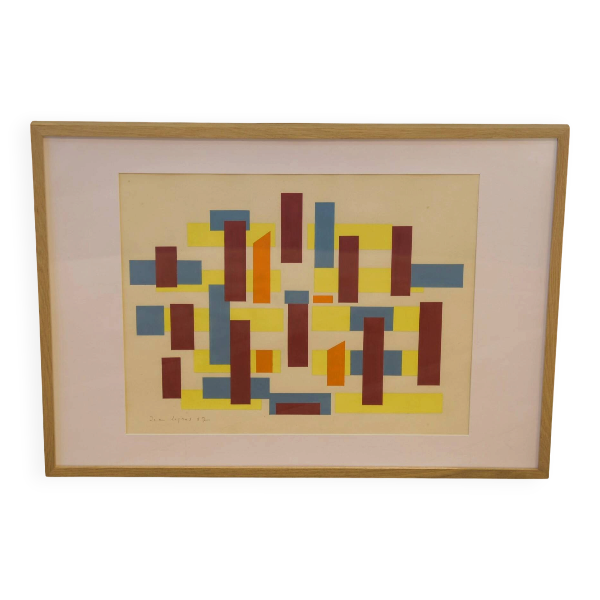 Painting on paper signed Jean Legros 1957