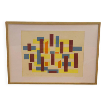 Painting on paper signed Jean Legros 1957