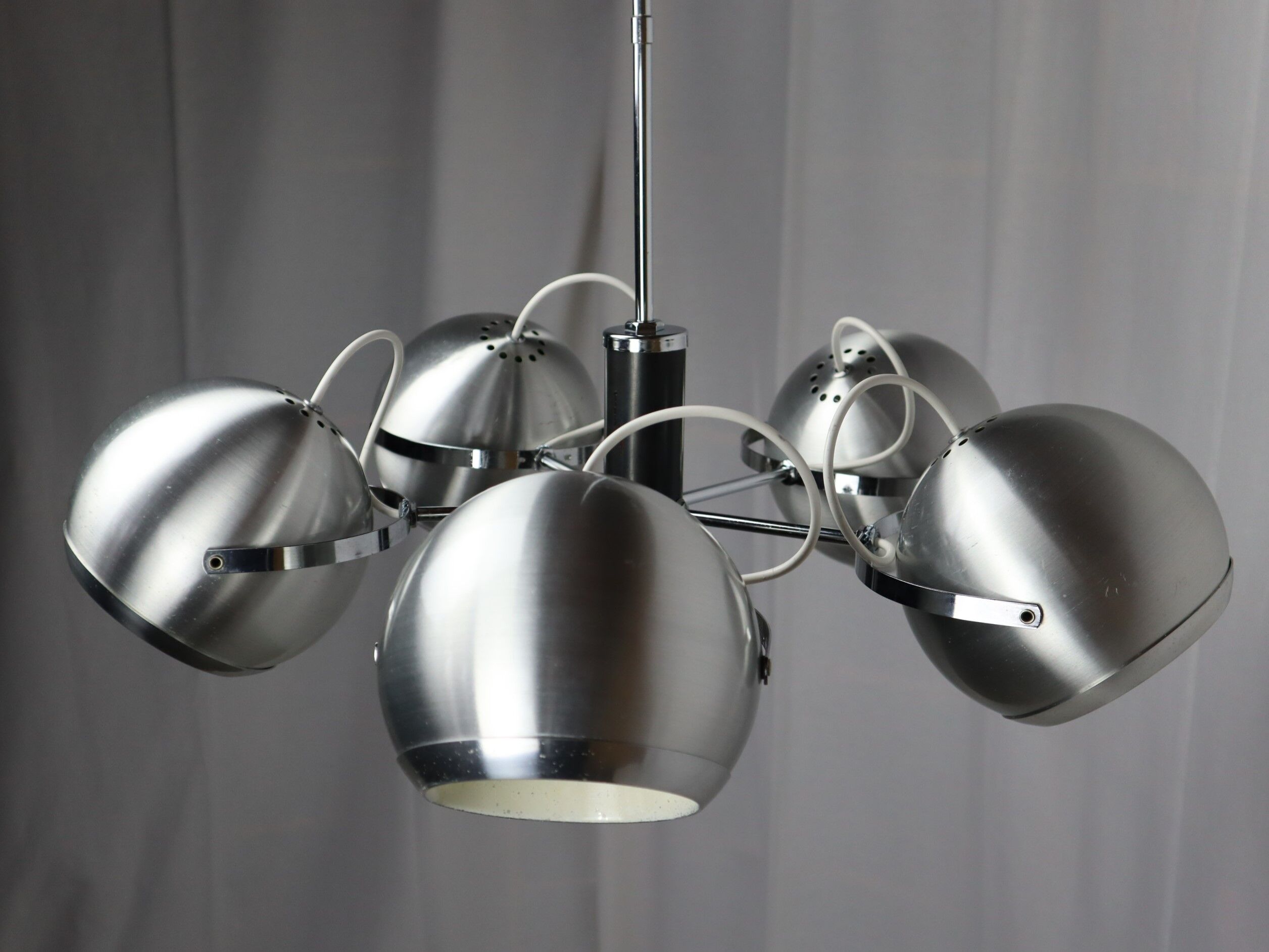 2 Vintage metal ball ceiling lamps 1960