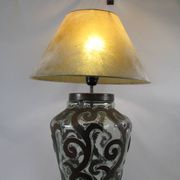Lampe de salon, fer forgé et verre soufflé