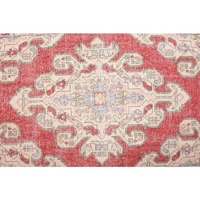 Vintage Turkish Oushak Handmade Wool Cotton Red Area Rug 127x209
