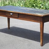 Farmhouse table and its 2 benches, living room table, wooden table with pair of wooden benches