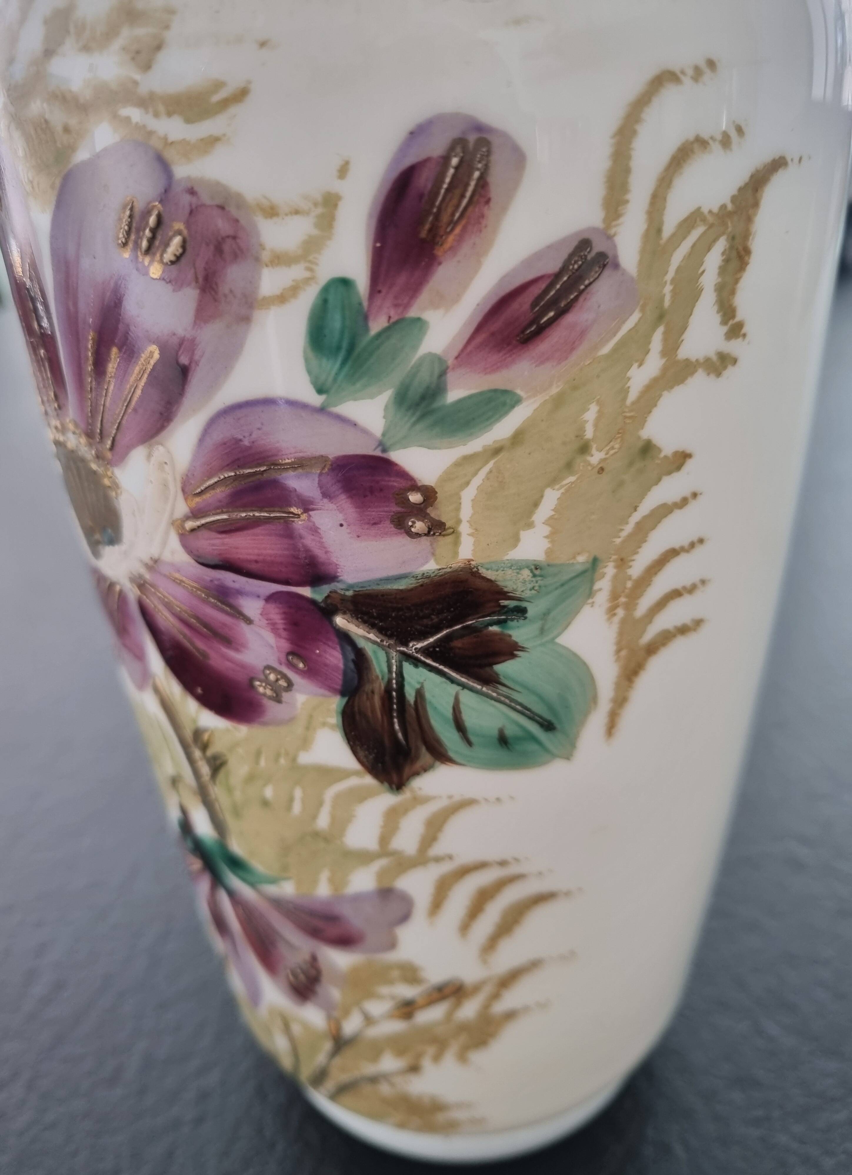 Painted opaline vase, 1900