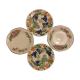 Set of four plates with retro dessert "raisin"