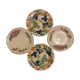 Ensemble de quatre assiettes à dessert retro "raisin "