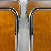 Bauhaus Oak and Tubular Steel Beds, 1940s, Set of 2