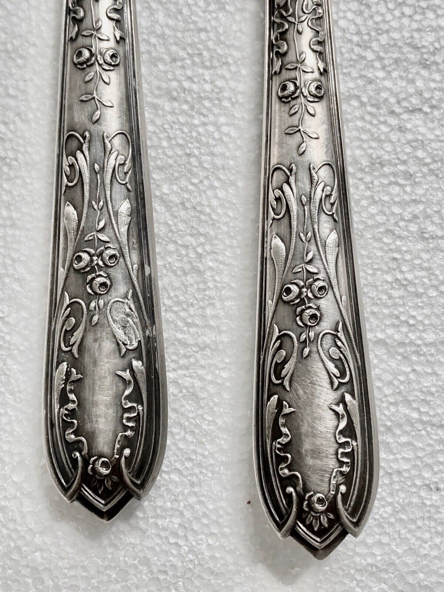 Salad cutlery in solid silver filled hallmark Minerva and horn style louis xv
