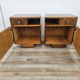 Tables de chevet Art Déco en noyer et laiton, 1940