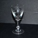 Set of 6 old acid-etched liqueur glasses - decoration of knots and garlands of flowers 1900