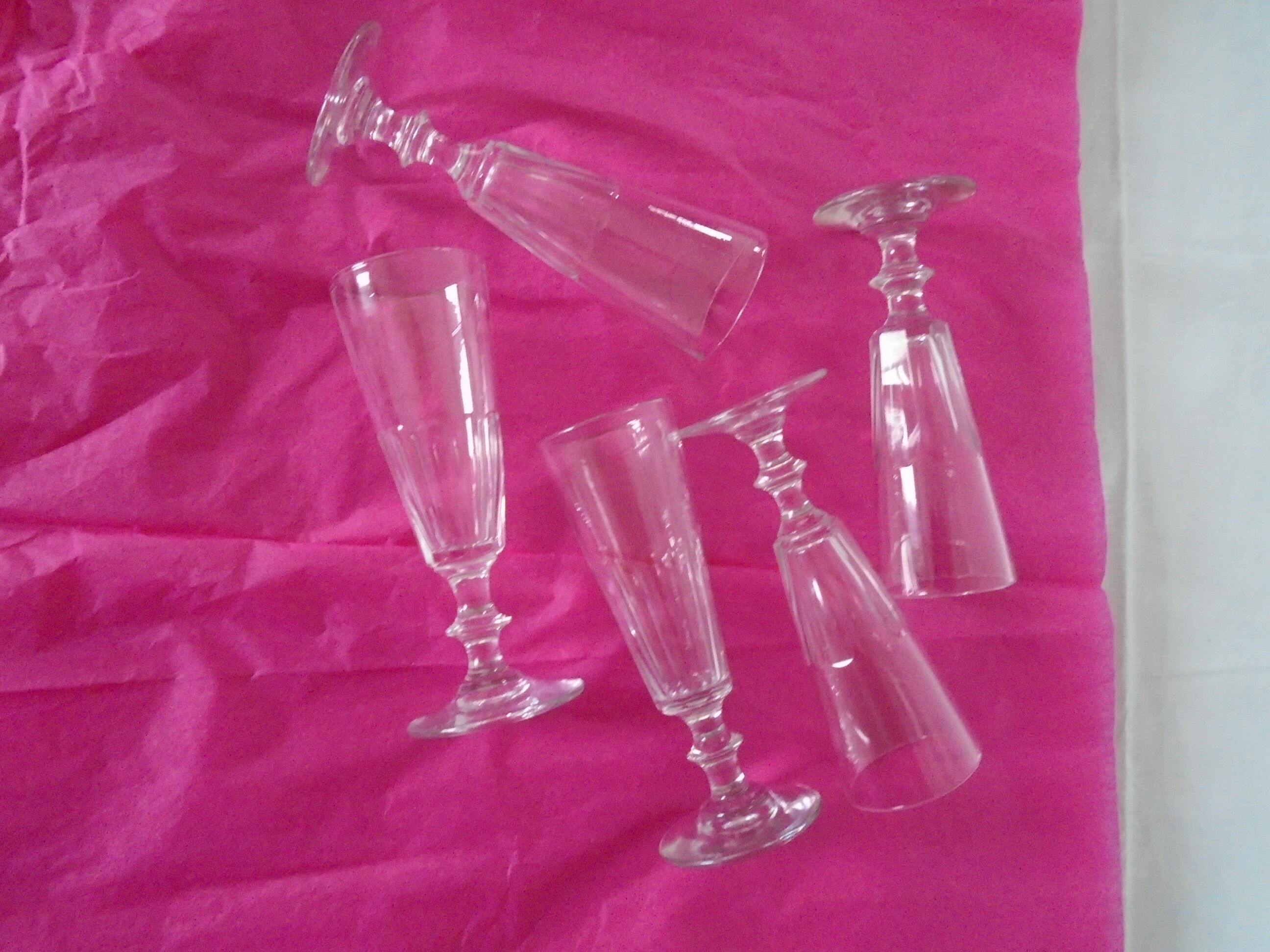 5 flutes champagne Louis Philippe model caton St Louis - gondola Baccarat glass old crystal