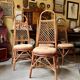 4 bent bamboo and rattan chairs