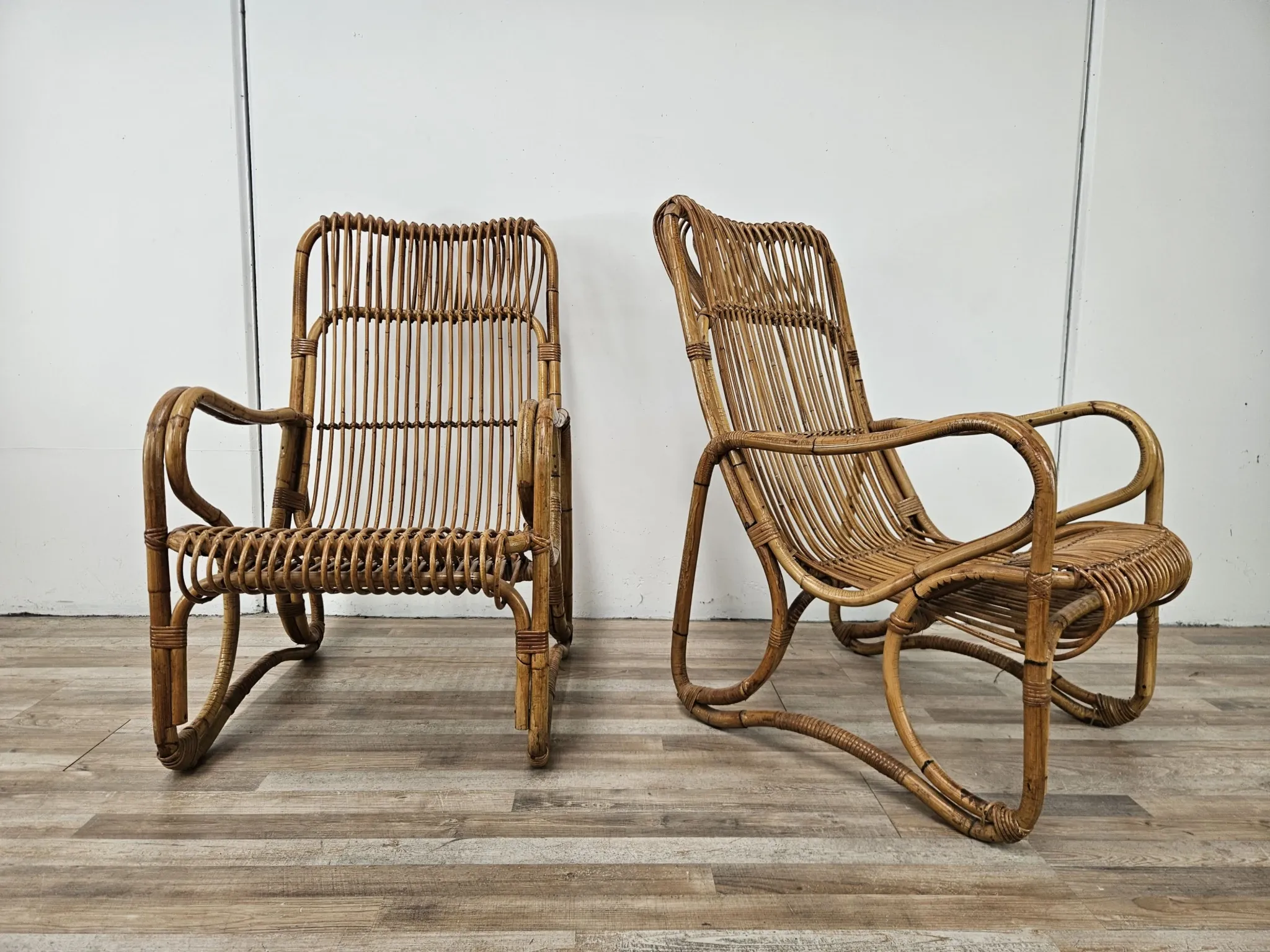 Chaises en osier vintage, 1970