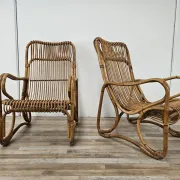 Chaises en osier vintage, 1970