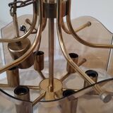 Vintage brass and smoked glass chandelier