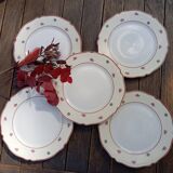 5 dessert plates with small retro flowers, from Union Porcelainière Limoges