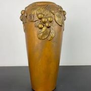Art Nouveau vase in gilded ceramic and terracotta signed Desrousseaux France