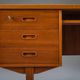 Mid-century Danish freestanding teak desk with raised lip edge, 1960s