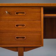 Mid-century Danish freestanding teak desk with raised lip edge, 1960s