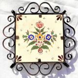 Old wrought iron trivia with f d ceramic france circa 1950
