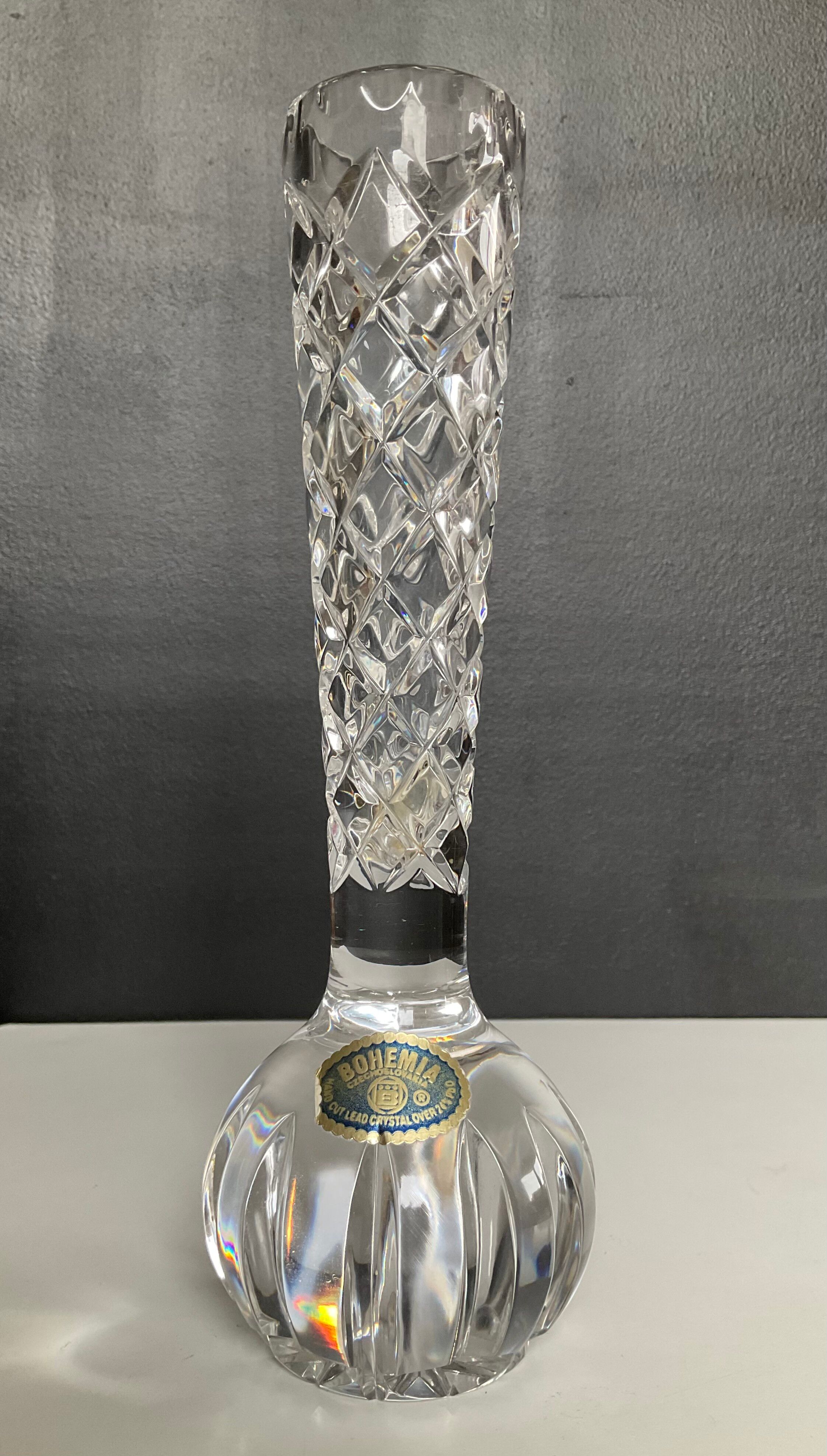 Vintage single-stem vase in Bohemian crystal