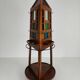 Porte-manteau / porte-parapluies Art Déco en chêne unique – Design obélisque des années 1920 avec vitrail
