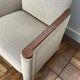 Pair of armchairs in carved wood and vintage fabric