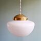 Duo of Art Deco suspensions in white opaline, 1920s-30s