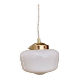 Vintage globe pendant light in white opaline